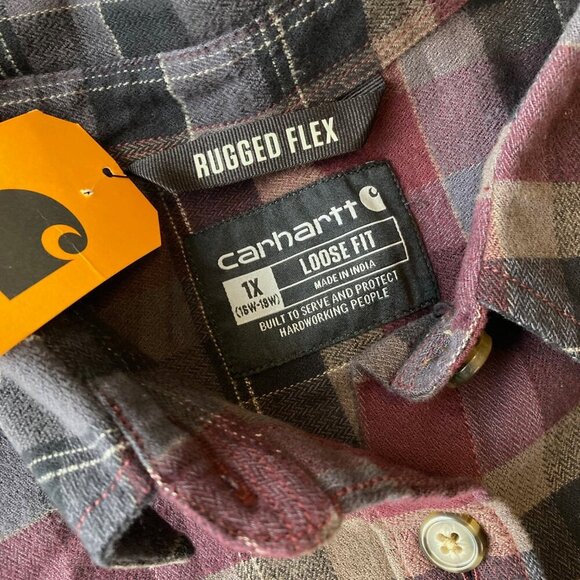 Carhartt Rugged Flex Loose Fit Midweight Flannel Plaid Shirt Women's 1X NWT - Picture 6 of 8
